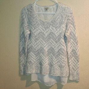 Lucky Brand Sweater loose Knit Metallic with attached Undershirt M